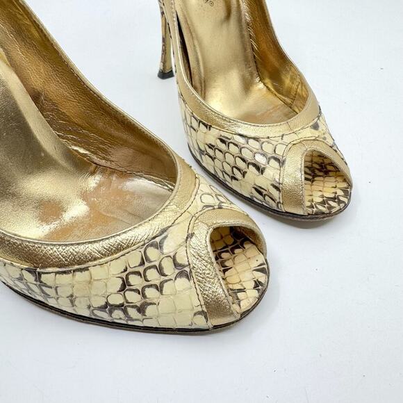 DOLCE & GABBANA Classic Snakeskin Peep Toe Heels - Picture 6 of 9